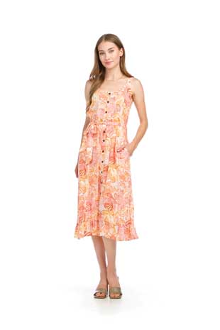 PD-16714 - FLORAL CRINKLED DRESS WITH POCKETS AND TIE BELT - Colors: AS SHOWN - Available Sizes:XS-XXL - Catalog Page:30 